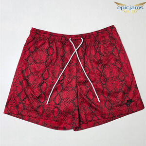 Nike Men's Size XL Snakeskin Print Basketball Mesh Shorts IB8242-657 Red Black
